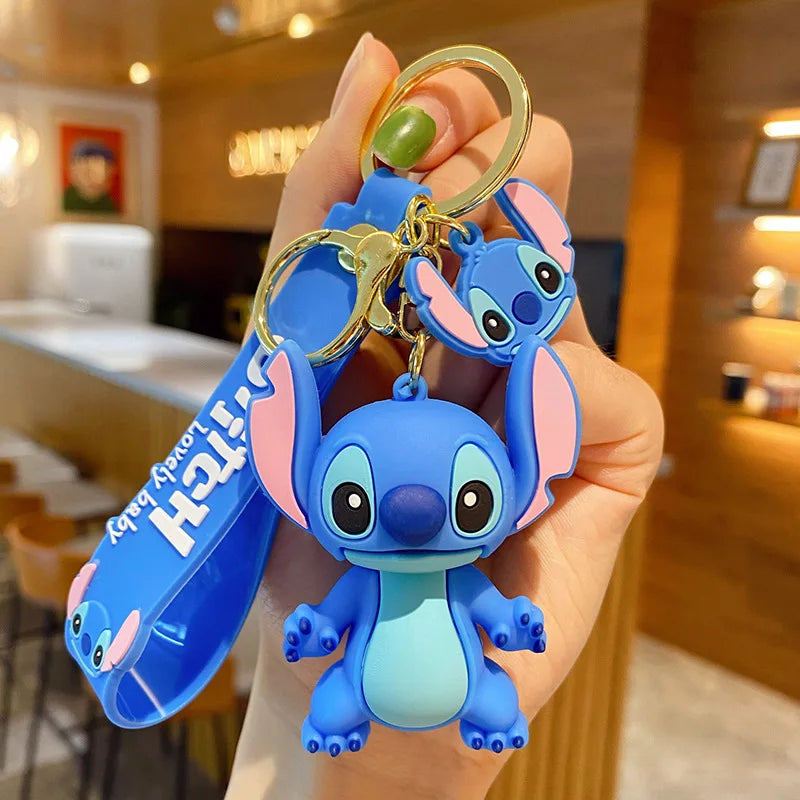 Anime Disney Keychain New Mickey Mouse Minnie Lilo & Stitch Doll Keyring Ornament Key Chain Car Pendant Kid Toys Gifts Wholesale