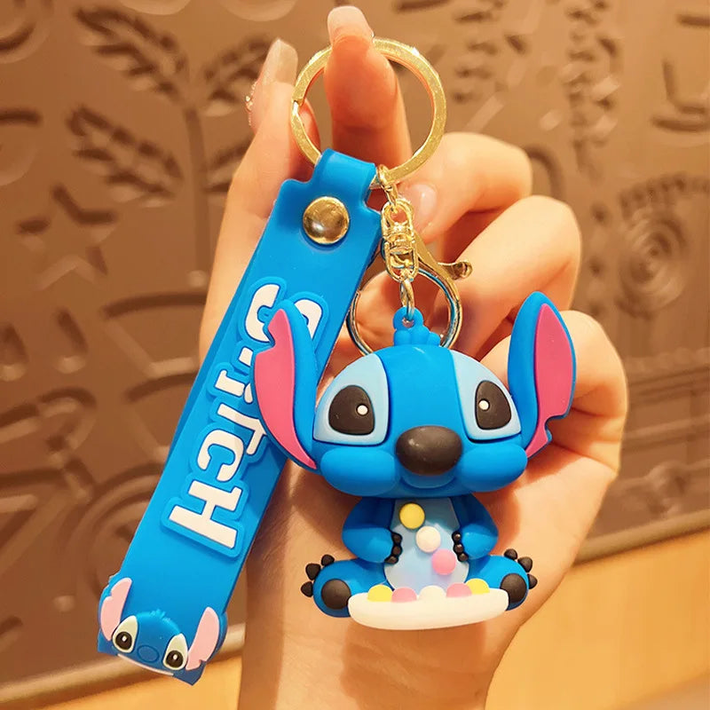 Anime Disney Keychain New Mickey Mouse Minnie Lilo & Stitch Doll Keyring Ornament Key Chain Car Pendant Kid Toys Gifts Wholesale