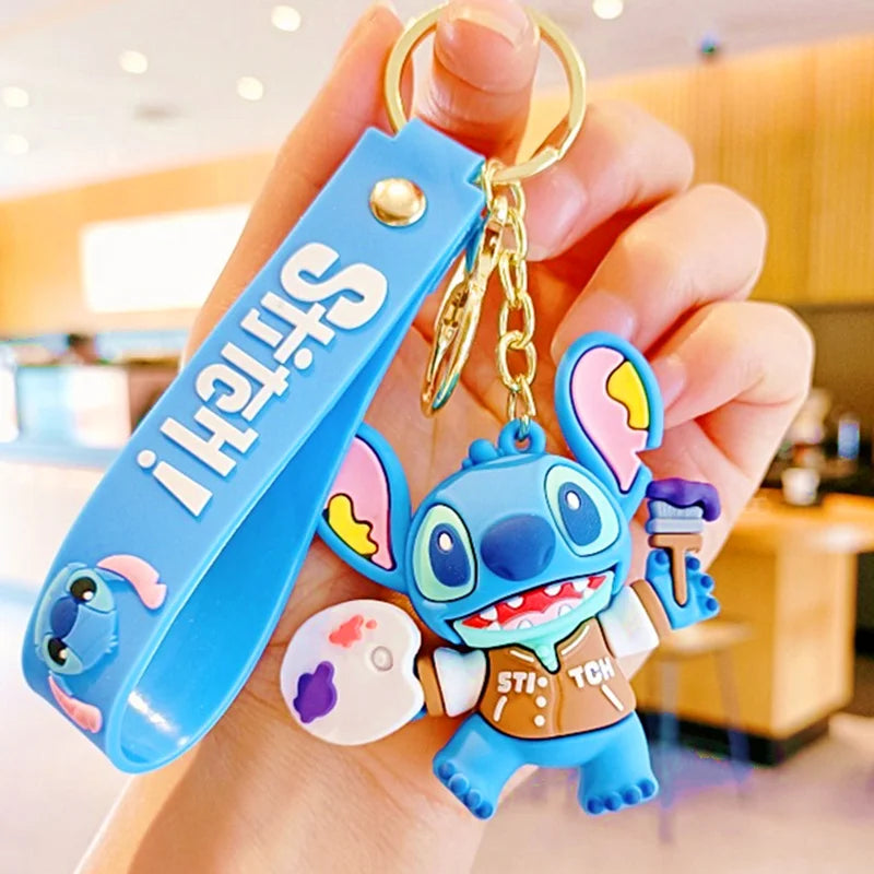 Anime Disney Keychain New Mickey Mouse Minnie Lilo & Stitch Doll Keyring Ornament Key Chain Car Pendant Kid Toys Gifts Wholesale