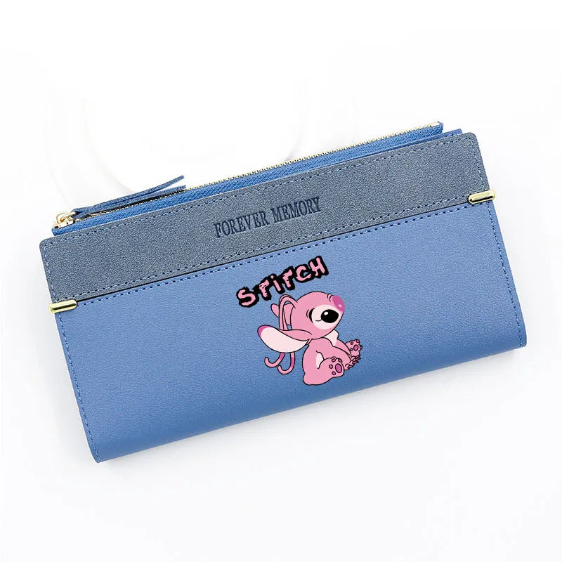 Cute Disney Stitch Long Wallet - Portable with Multiple Card Slots, Perfect Anime-Inspired PU Wallet for Women's Daily Use