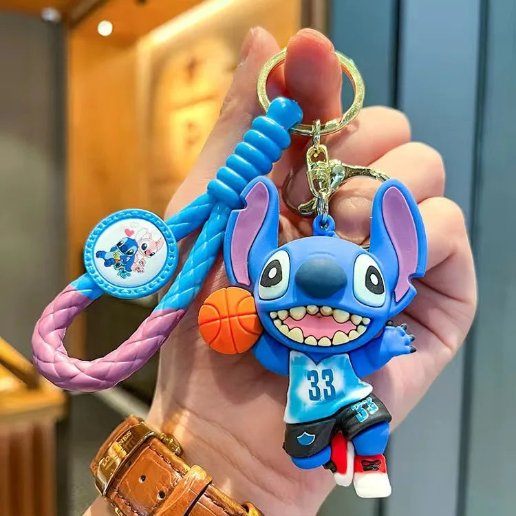 Anime Disney Keychain New Mickey Mouse Minnie Lilo & Stitch Doll Keyring Ornament Key Chain Car Pendant Kid Toys Gifts Wholesale