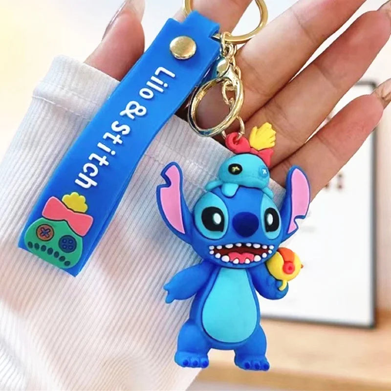 Anime Disney Keychain New Mickey Mouse Minnie Lilo & Stitch Doll Keyring Ornament Key Chain Car Pendant Kid Toys Gifts Wholesale