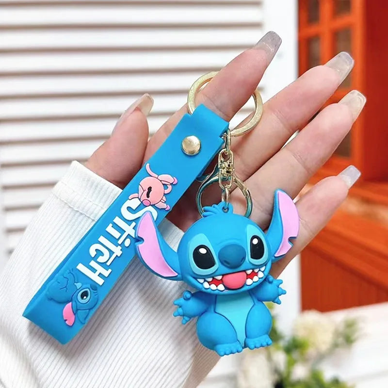 Anime Disney Keychain New Mickey Mouse Minnie Lilo & Stitch Doll Keyring Ornament Key Chain Car Pendant Kid Toys Gifts Wholesale