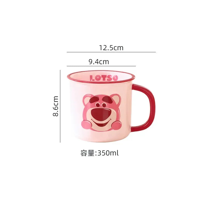 Disney 2024 New Children's Fun Mug Home Milk Water Cup Children's Ceramic Winnie Mickey Drinking Cup Handle Cup Authentic 350ml