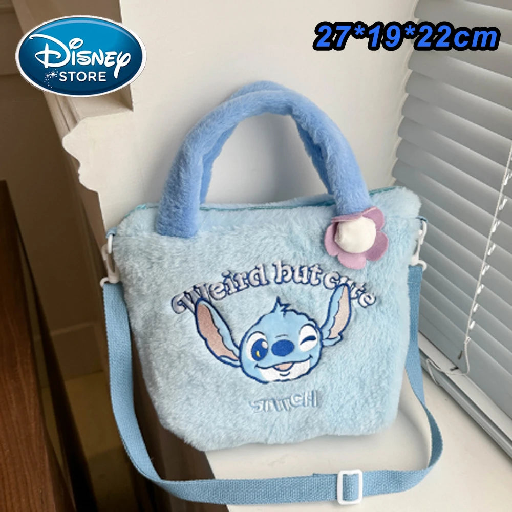 New Disney Plush Backpack Ins Japanese Blue Stitch Funny Cartoon Large-Capacity Student Backpack Kindergarten Bag Child Gift