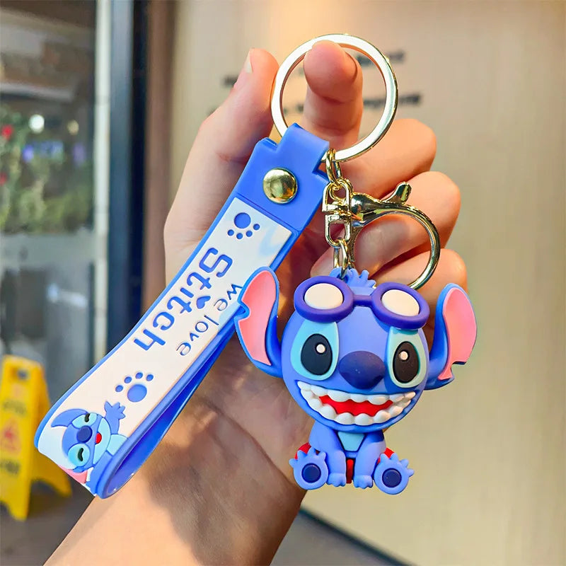 Anime Disney Keychain New Mickey Mouse Minnie Lilo & Stitch Doll Keyring Ornament Key Chain Car Pendant Kid Toys Gifts Wholesale