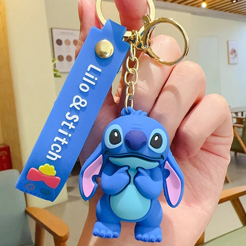 Anime Disney Keychain New Mickey Mouse Minnie Lilo & Stitch Doll Keyring Ornament Key Chain Car Pendant Kid Toys Gifts Wholesale