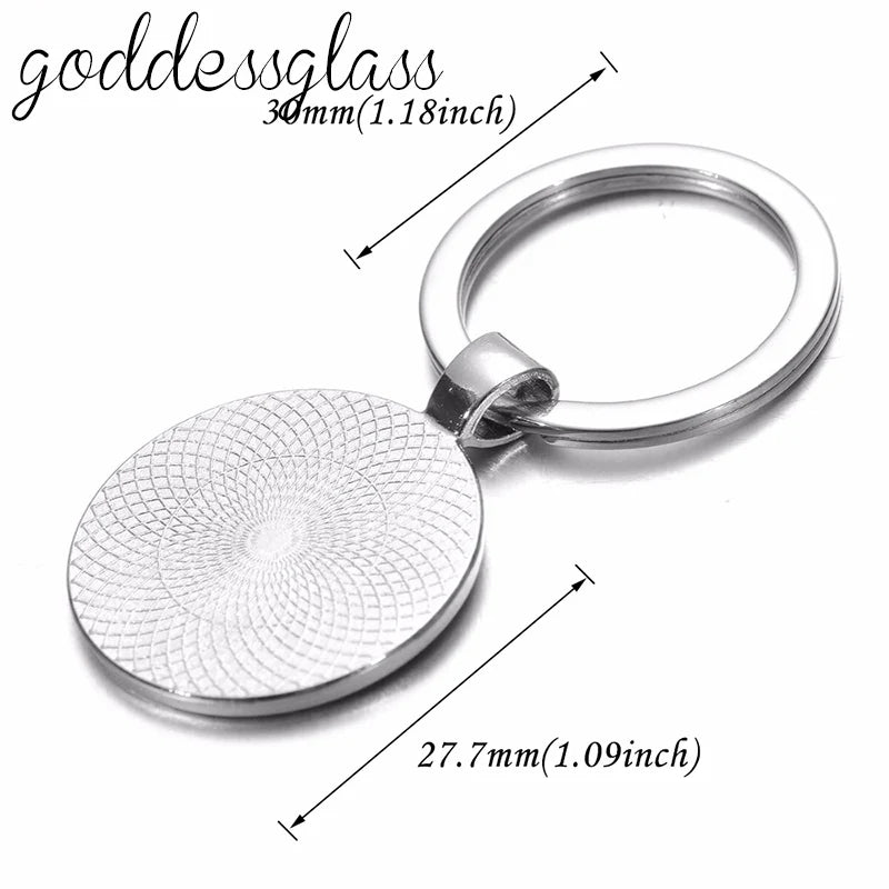 Disney Beauty Princess Cinderella magic Photo glass cabochon keychain Bag Car key chain Ring Holder Charms keychains gift