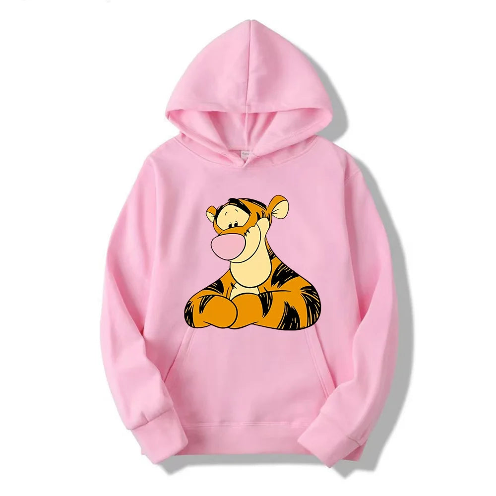 New Disney Tigger Cartoon Anime Women Pullover Spring Autumn 2024 New Men Oversized Hoodie Casual Couple Sweatshirt Clothes Tops