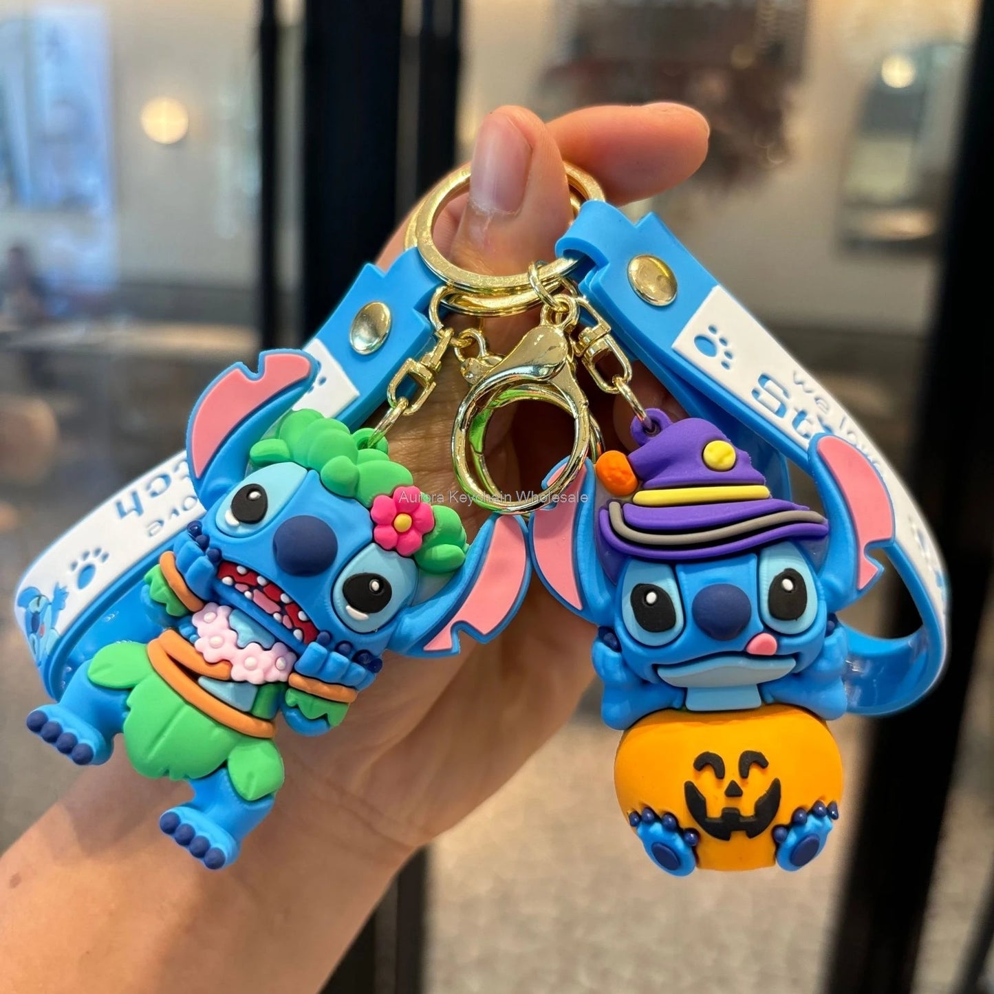 Anime Disney Keychain New Mickey Mouse Minnie Lilo & Stitch Doll Keyring Ornament Key Chain Car Pendant Kid Toys Gifts Wholesale
