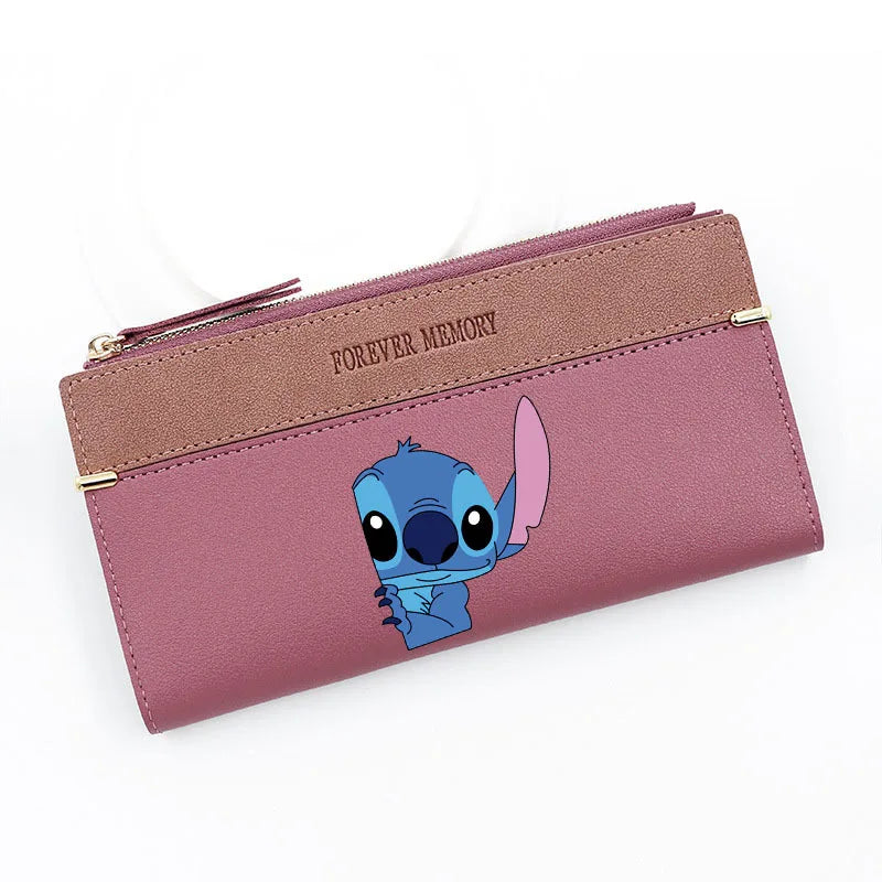 Cute Disney Stitch Long Wallet - Portable with Multiple Card Slots, Perfect Anime-Inspired PU Wallet for Women's Daily Use