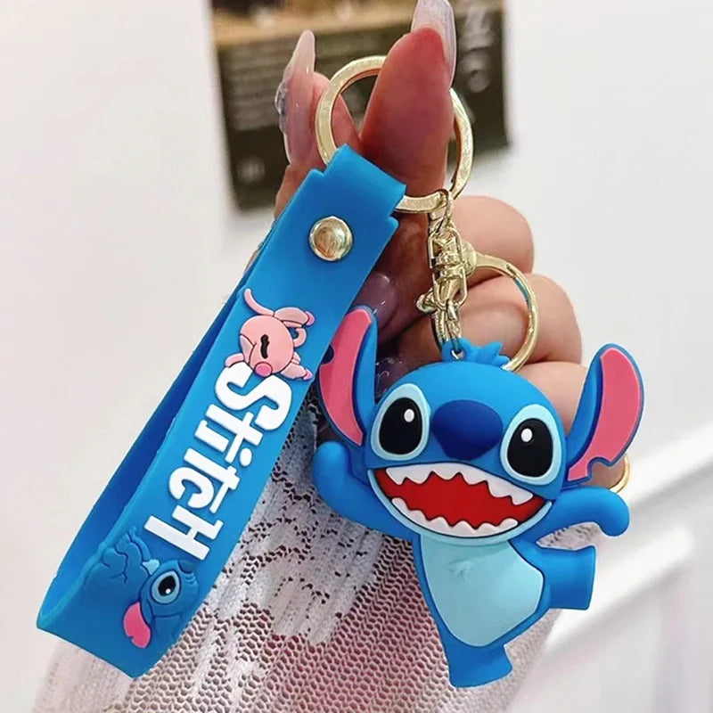 Anime Disney Keychain New Mickey Mouse Minnie Lilo & Stitch Doll Keyring Ornament Key Chain Car Pendant Kid Toys Gifts Wholesale