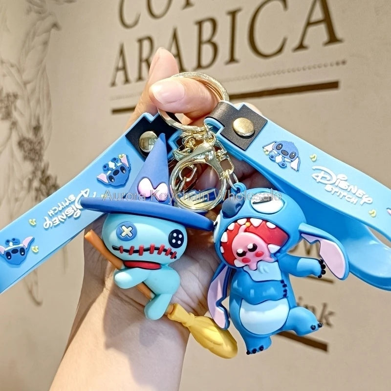 Anime Disney Keychain New Mickey Mouse Minnie Lilo & Stitch Doll Keyring Ornament Key Chain Car Pendant Kid Toys Gifts Wholesale