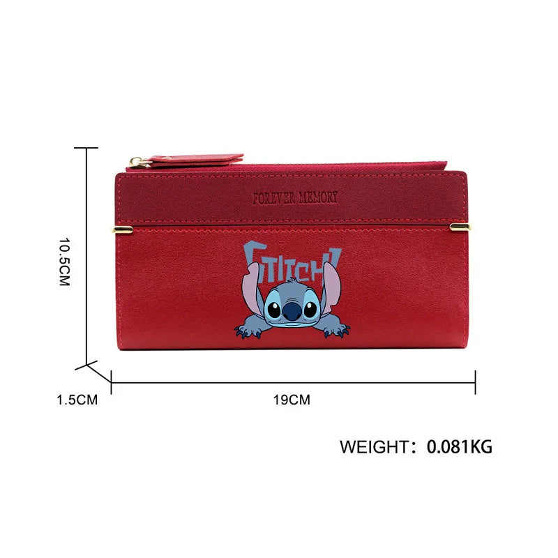 Cute Disney Stitch Long Wallet - Portable with Multiple Card Slots, Perfect Anime-Inspired PU Wallet for Women's Daily Use
