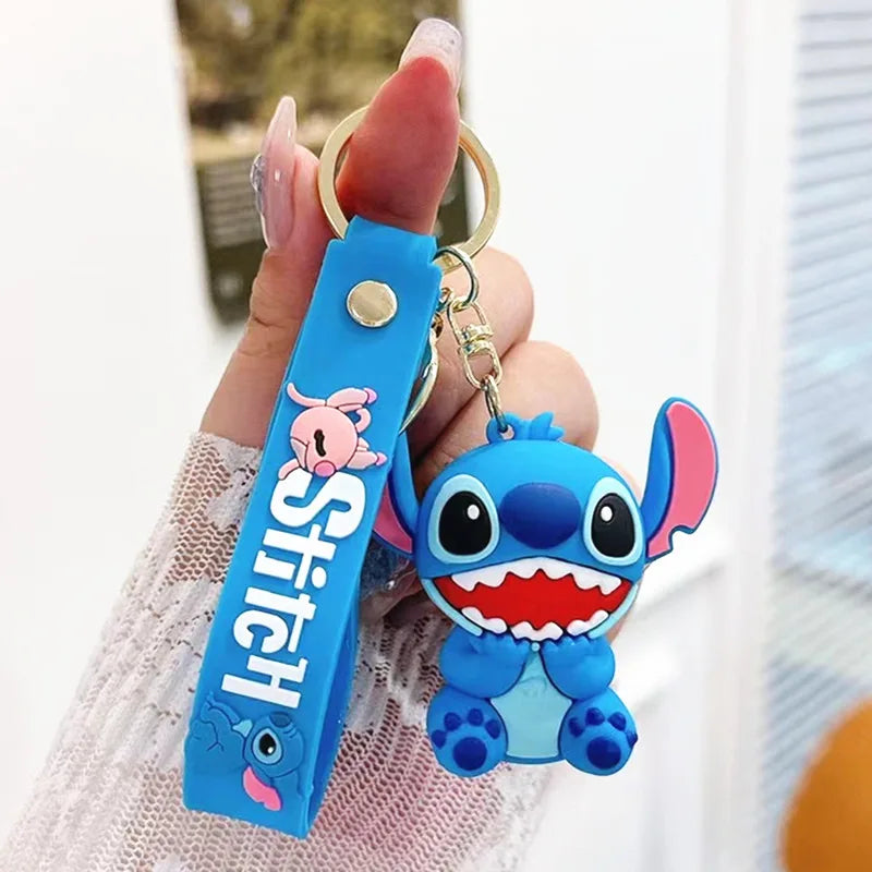 Anime Disney Keychain New Mickey Mouse Minnie Lilo & Stitch Doll Keyring Ornament Key Chain Car Pendant Kid Toys Gifts Wholesale