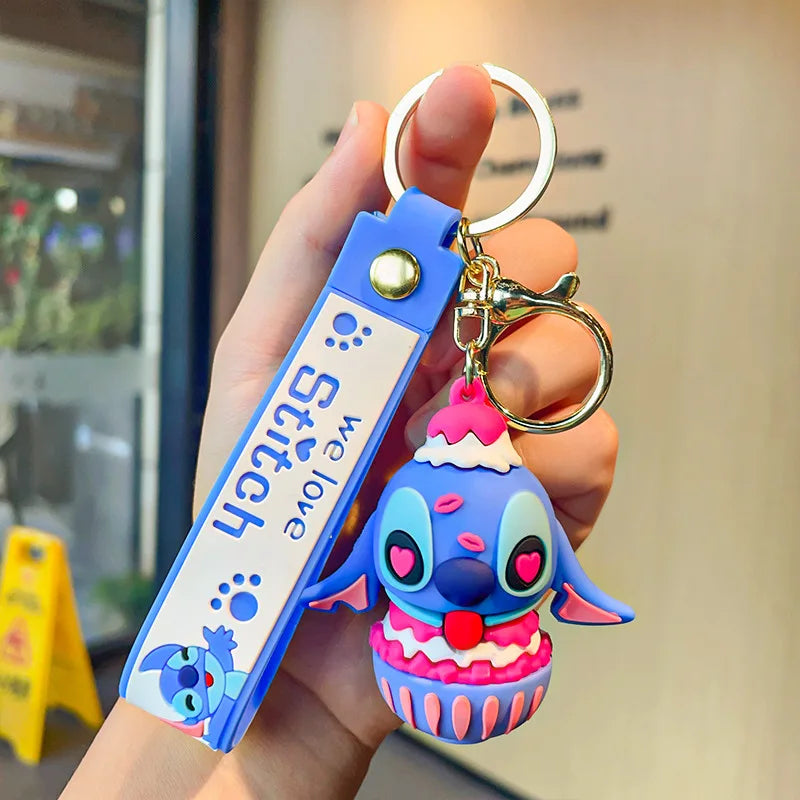 Anime Disney Keychain New Mickey Mouse Minnie Lilo & Stitch Doll Keyring Ornament Key Chain Car Pendant Kid Toys Gifts Wholesale