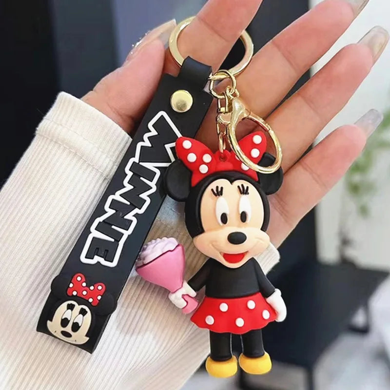 Anime Disney Keychain New Mickey Mouse Minnie Lilo & Stitch Doll Keyring Ornament Key Chain Car Pendant Kid Toys Gifts Wholesale