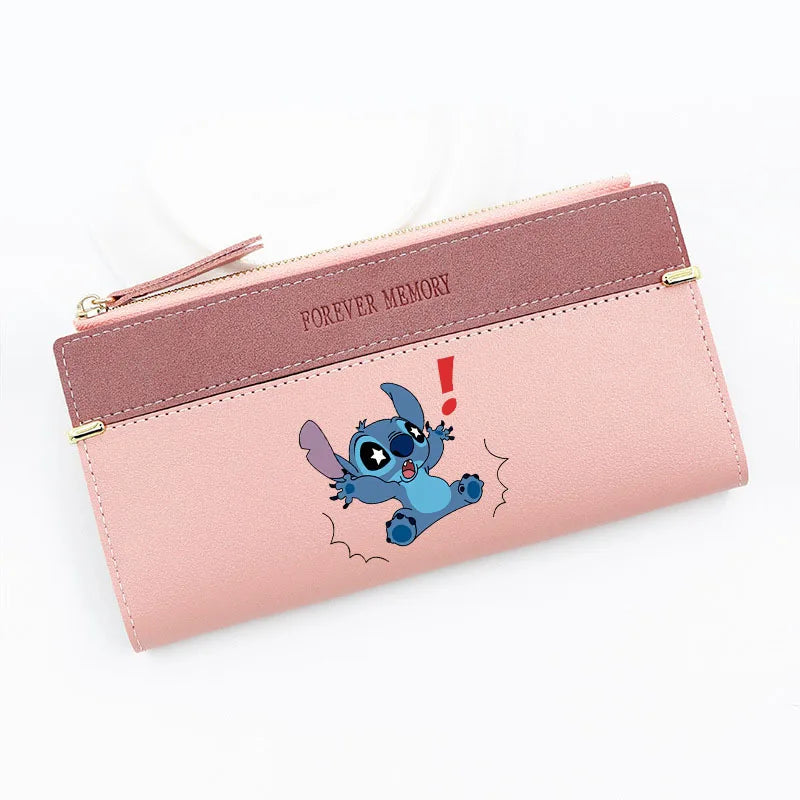 Cute Disney Stitch Long Wallet - Portable with Multiple Card Slots, Perfect Anime-Inspired PU Wallet for Women's Daily Use