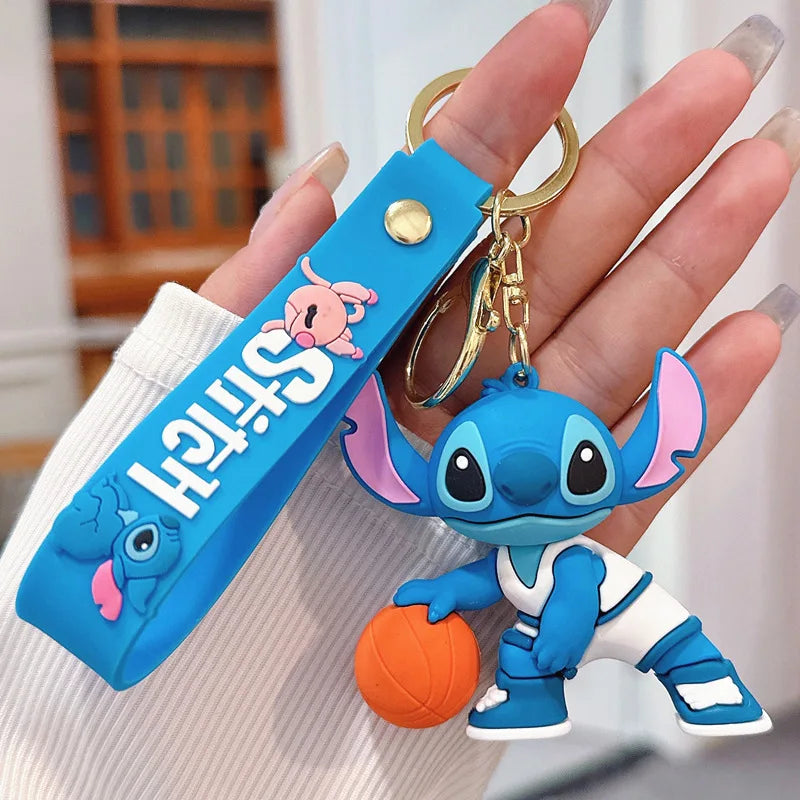 Anime Disney Keychain New Mickey Mouse Minnie Lilo & Stitch Doll Keyring Ornament Key Chain Car Pendant Kid Toys Gifts Wholesale