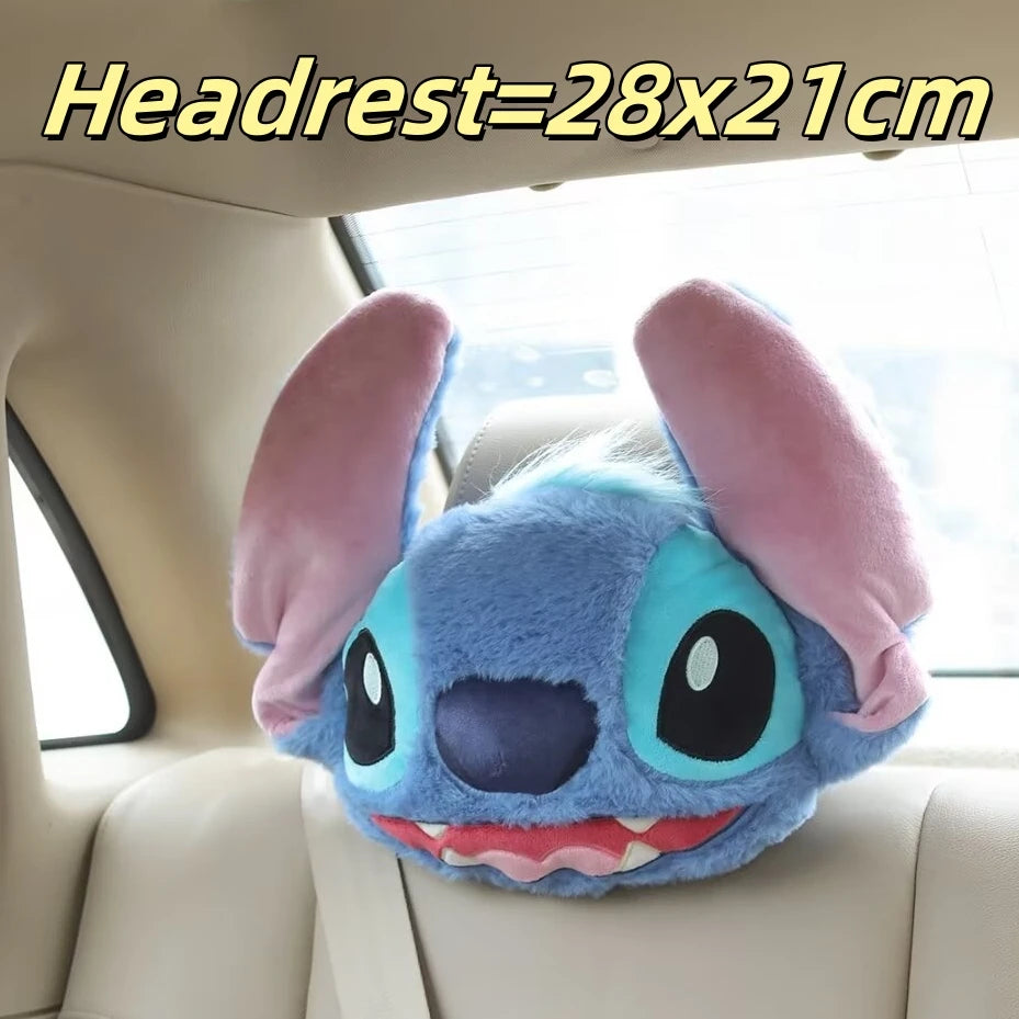 Disney Stitch Headrest Back Cushion Seat Belt Cover Car Decor Stuffed Cartoon Throw Pillow Sofa Bed Back Cushion Xmas Gifts