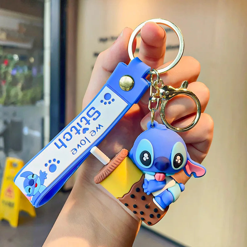 Anime Disney Keychain New Mickey Mouse Minnie Lilo & Stitch Doll Keyring Ornament Key Chain Car Pendant Kid Toys Gifts Wholesale