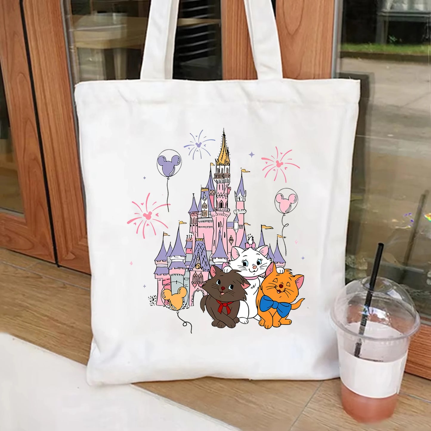 Disney The Aristocats Marie Cat Women Shoulder Bag Cute Cat Reusable Shopping Bag Large Capacity Portable Travel Bag