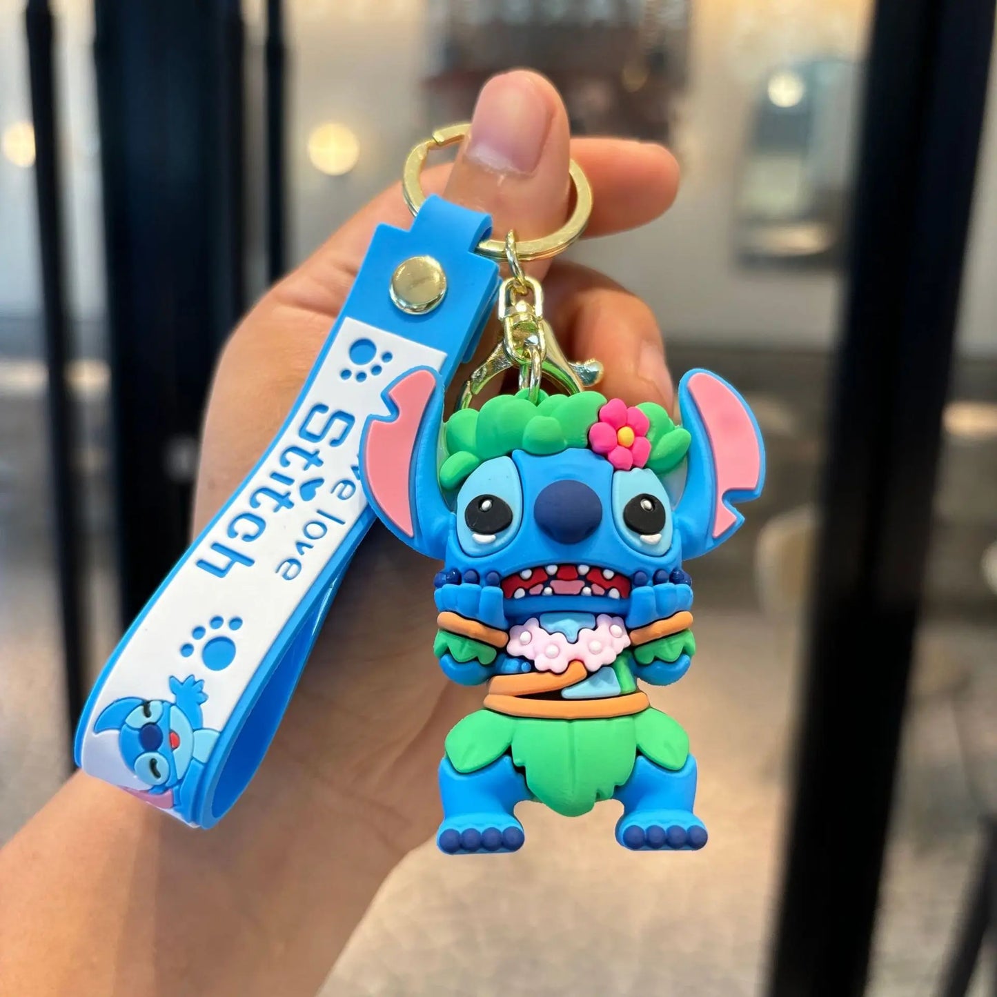 Anime Disney Keychain New Mickey Mouse Minnie Lilo & Stitch Doll Keyring Ornament Key Chain Car Pendant Kid Toys Gifts Wholesale