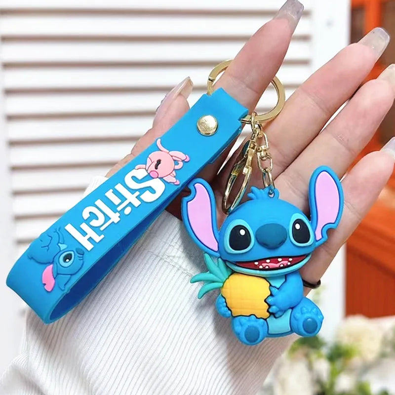 Anime Disney Keychain New Mickey Mouse Minnie Lilo & Stitch Doll Keyring Ornament Key Chain Car Pendant Kid Toys Gifts Wholesale