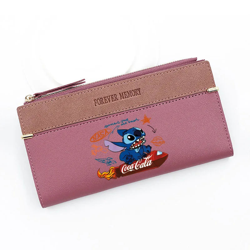 Cute Disney Stitch Long Wallet - Portable with Multiple Card Slots, Perfect Anime-Inspired PU Wallet for Women's Daily Use