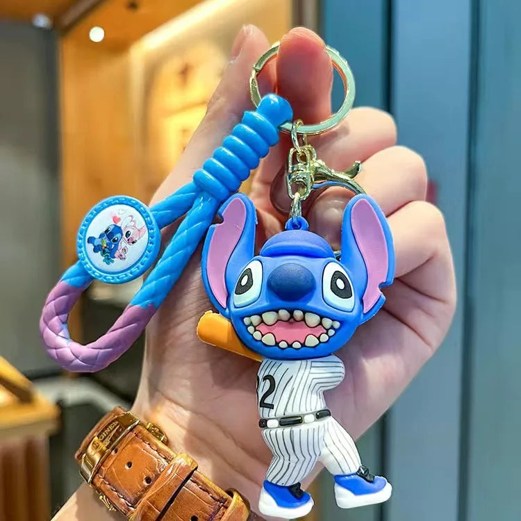 Anime Disney Keychain New Mickey Mouse Minnie Lilo & Stitch Doll Keyring Ornament Key Chain Car Pendant Kid Toys Gifts Wholesale