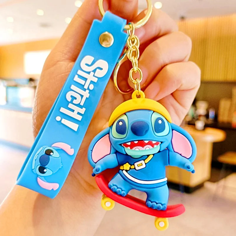 Anime Disney Keychain New Mickey Mouse Minnie Lilo & Stitch Doll Keyring Ornament Key Chain Car Pendant Kid Toys Gifts Wholesale
