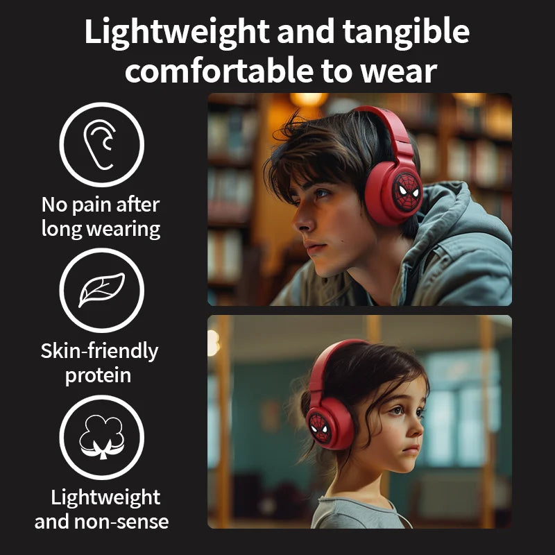Disney Bluetooth Headphones X3 Spider-man Wireless Earbuds HIFI Surround Sound Laptop Headsets with Mic for Kids Anime Cartoon