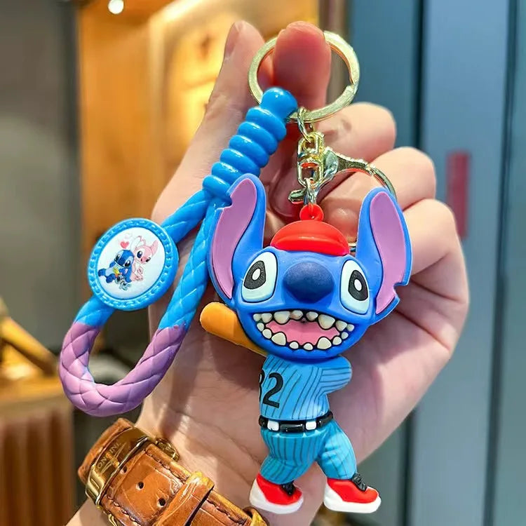 Anime Disney Keychain New Mickey Mouse Minnie Lilo & Stitch Doll Keyring Ornament Key Chain Car Pendant Kid Toys Gifts Wholesale