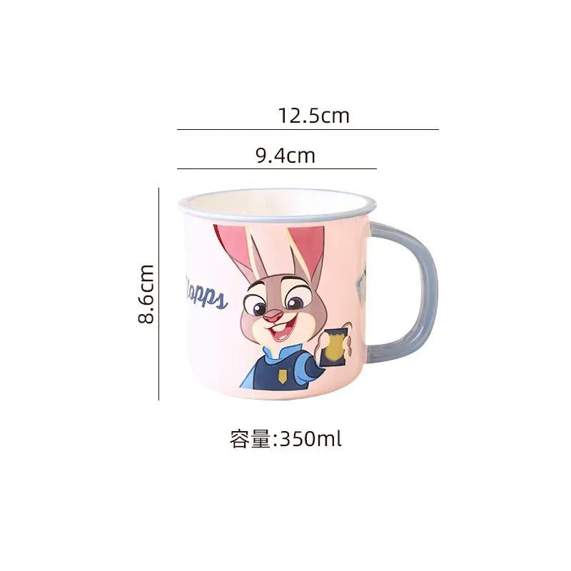 Disney 2024 New Children's Fun Mug Home Milk Water Cup Children's Ceramic Winnie Mickey Drinking Cup Handle Cup Authentic 350ml