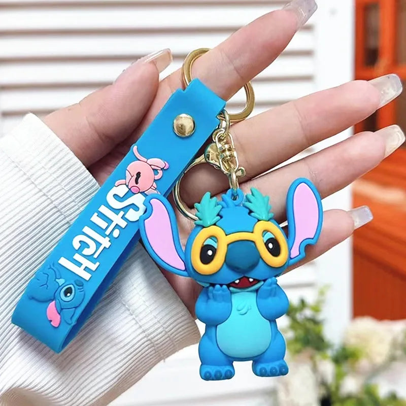 Anime Disney Keychain New Mickey Mouse Minnie Lilo & Stitch Doll Keyring Ornament Key Chain Car Pendant Kid Toys Gifts Wholesale