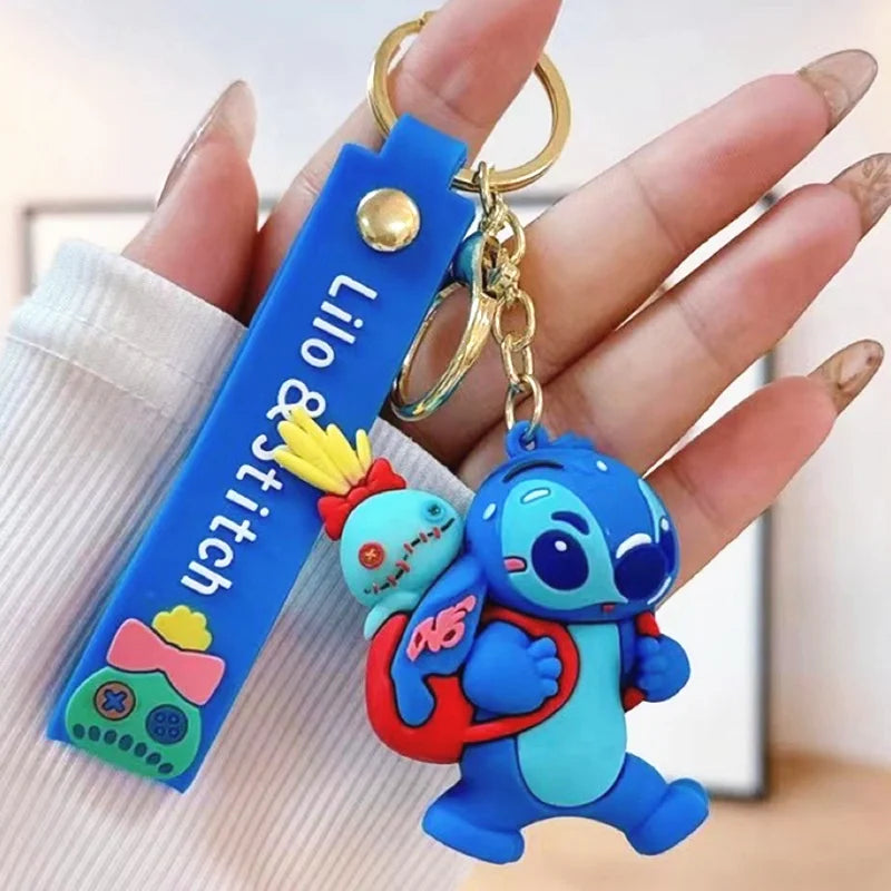 Anime Disney Keychain New Mickey Mouse Minnie Lilo & Stitch Doll Keyring Ornament Key Chain Car Pendant Kid Toys Gifts Wholesale