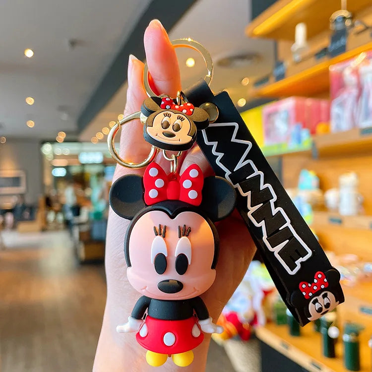 Anime Disney Keychain New Mickey Mouse Minnie Lilo & Stitch Doll Keyring Ornament Key Chain Car Pendant Kid Toys Gifts Wholesale