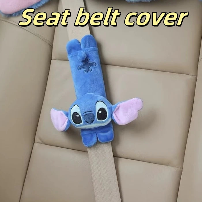 Disney Stitch Headrest Back Cushion Seat Belt Cover Car Decor Stuffed Cartoon Throw Pillow Sofa Bed Back Cushion Xmas Gifts