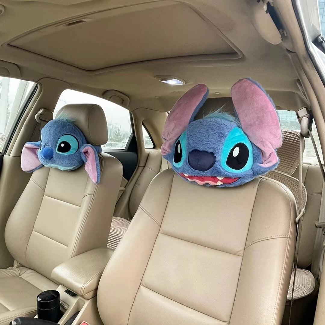 Disney Stitch Headrest Back Cushion Seat Belt Cover Car Decor Stuffed Cartoon Throw Pillow Sofa Bed Back Cushion Xmas Gifts