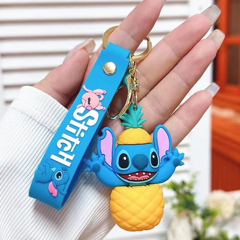 Anime Disney Keychain New Mickey Mouse Minnie Lilo & Stitch Doll Keyring Ornament Key Chain Car Pendant Kid Toys Gifts Wholesale