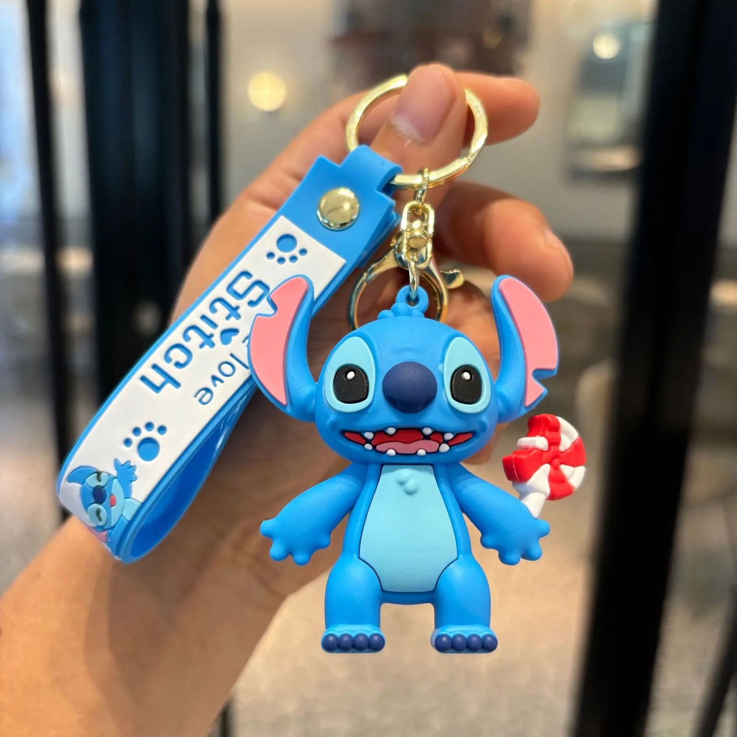 Anime Disney Keychain New Mickey Mouse Minnie Lilo & Stitch Doll Keyring Ornament Key Chain Car Pendant Kid Toys Gifts Wholesale
