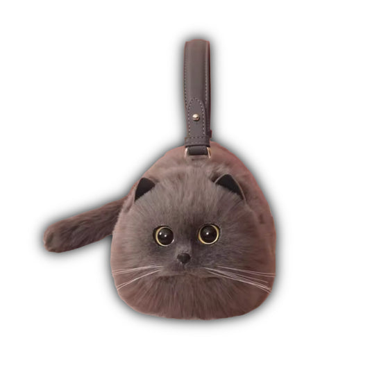 Plush Cat Charm Handbag