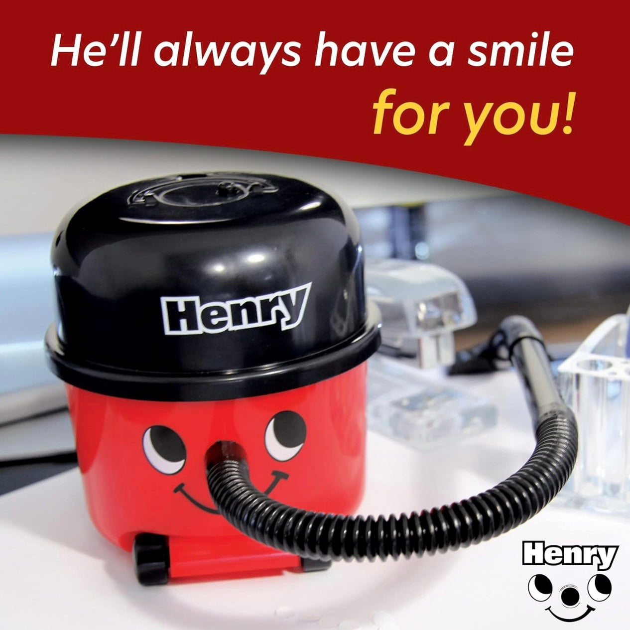 Paladone Henry Hoover Desk Mini Vacuum - Novelty Desktop Cleaner, Coordless Keyboard & Computer Cleaner