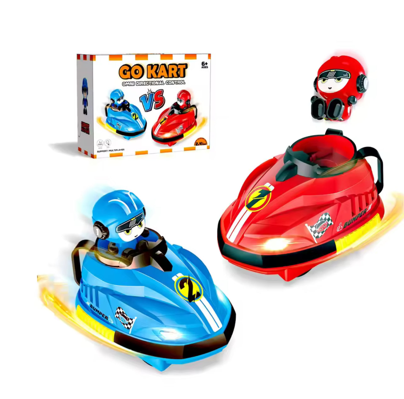 2-in-1 Go Kart Remote Control Battle Set – Bumper Cars with Pop-Off Drivers