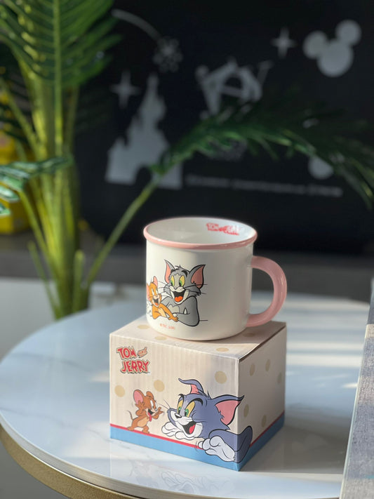 Tom & Jerry Cute White And Pink Ceramic Mug