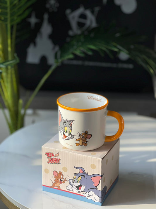 Tom & Jerry Cute White And Orange Ceramic Mug