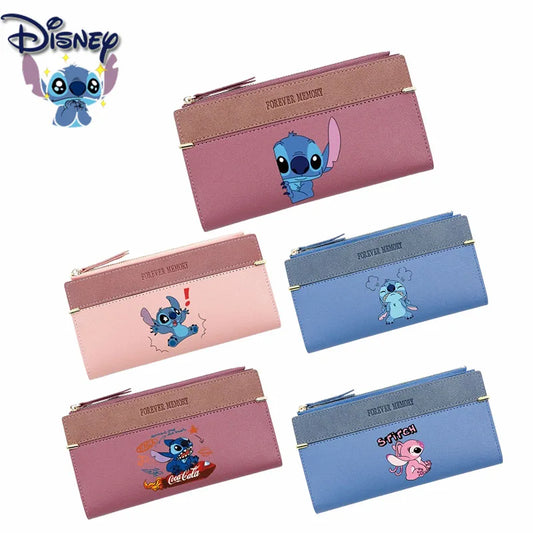 Cute Disney Stitch Long Wallet - Portable with Multiple Card Slots, Perfect Anime-Inspired PU Wallet for Women's Daily Use