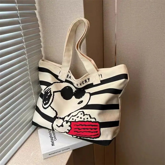 Minnie Mouse Snoopy New Cute Creative Cartoon Print Fashion Casual Versatile Large Capacity Portable Shoulder Canvas Bag
