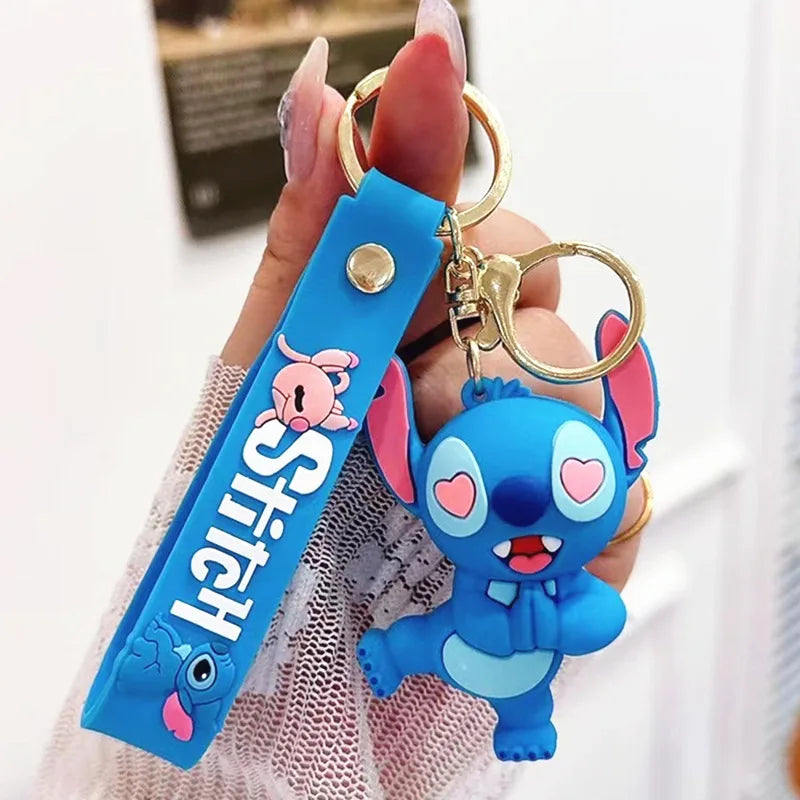 Anime Disney Keychain New Mickey Mouse Minnie Lilo & Stitch Doll Keyring Ornament Key Chain Car Pendant Kid Toys Gifts Wholesale