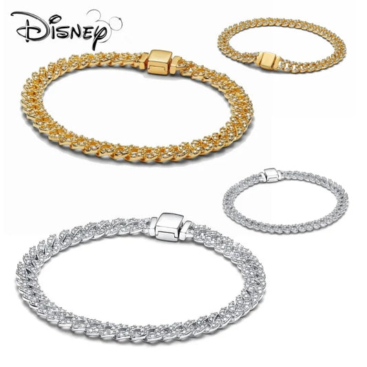 Disney Princess Glitter Eternal Chain Bracelet, Lady's Birthday Gift, Ancient Gold Chain, 2024, New
